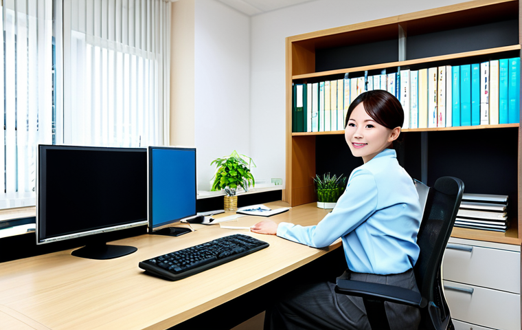 Modern Office Scene**

"A successful Gyoseishoshi, fully clothed in a stylish and modest business suit, working at a clean, modern desk in a bright, contemporary office. Computer screen visible with legal documents. Bookshelves in the background filled with law books. Safe for work, appropriate content, perfect anatomy, natural proportions, professional, family-friendly, well-lit, high-resolution."

**