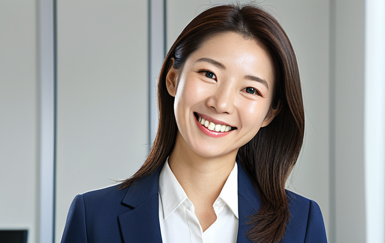 자치행정사 자격 취득 후 직업 선택 - "A female Gyoseishoshi lawyer in a modern, bright office, wearing a professional business suit, full...
