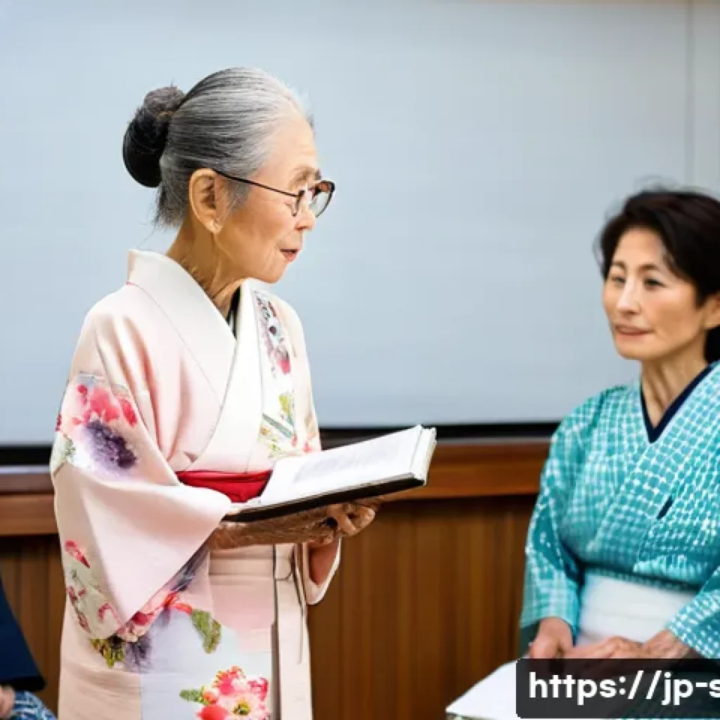 자치행정사 업무 필수 스킬 - A professional Japanese local government official attentively listening to elderly residents in a co...