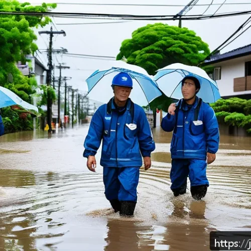 자치행정사 직무 사례 연구 - A dynamic scene of a Japanese municipal disaster response team in action during a typhoon-induced fl...